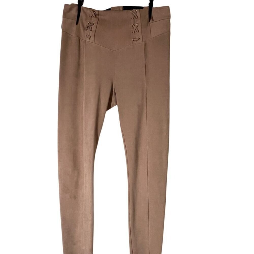 Bebe Faux Western Suede Leggings Pants Tan Zipper Women's Size M‎